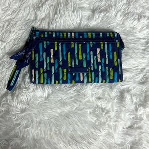 Vera Bradley Blue & Green Print Zip Top Wristlet Wallet